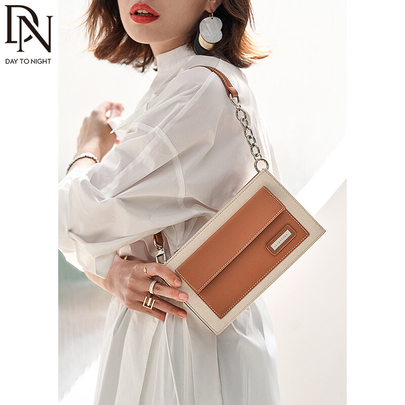DN Vintage Women's Bags Crossbody Handbag Panelled Fashion Design Shoulder Handbag for Ladies Purse Simplicity Chain Square Bag