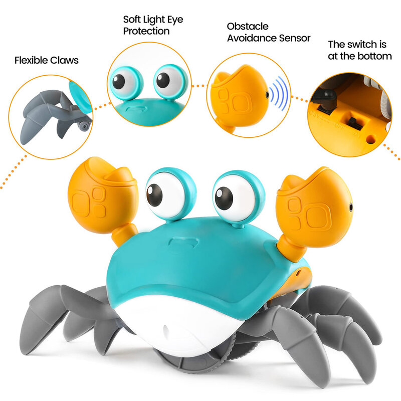 قابلة للشحن التعريفي الهروب crab الكهربائية الحيوانات الأليفة لعبة الموسيقى لعبة أطفال هدية عيد ميلاد الأطفال تعلم لتسلق لعبة تفاعلية