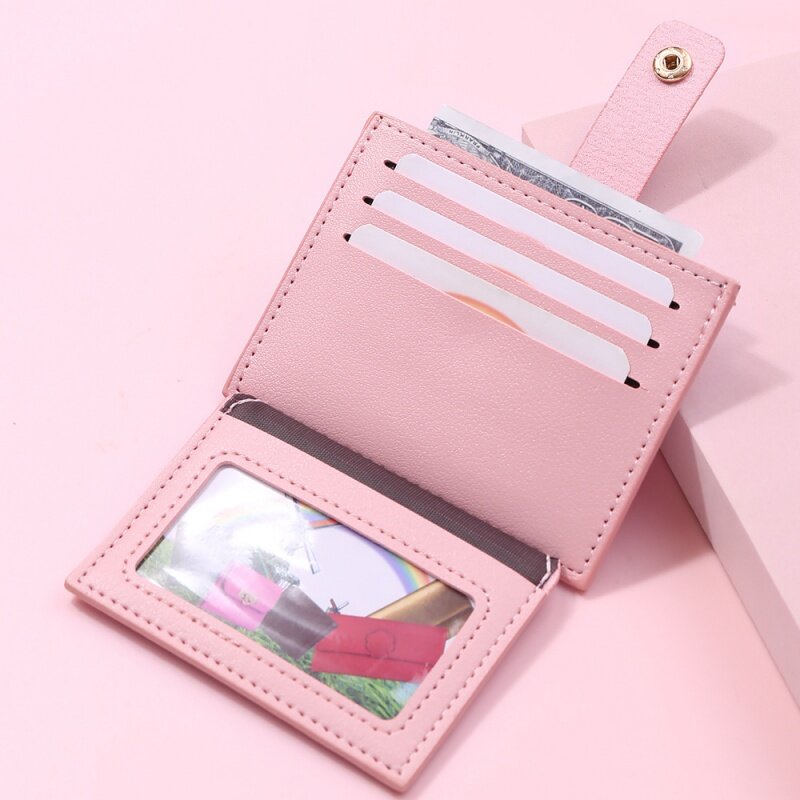 Dompet pendek koin wanita, dompet pendek wanita, dompet koin, kulit PU, Multi-card, penyimpan kartu Bit, dompet Mini untuk Gadis