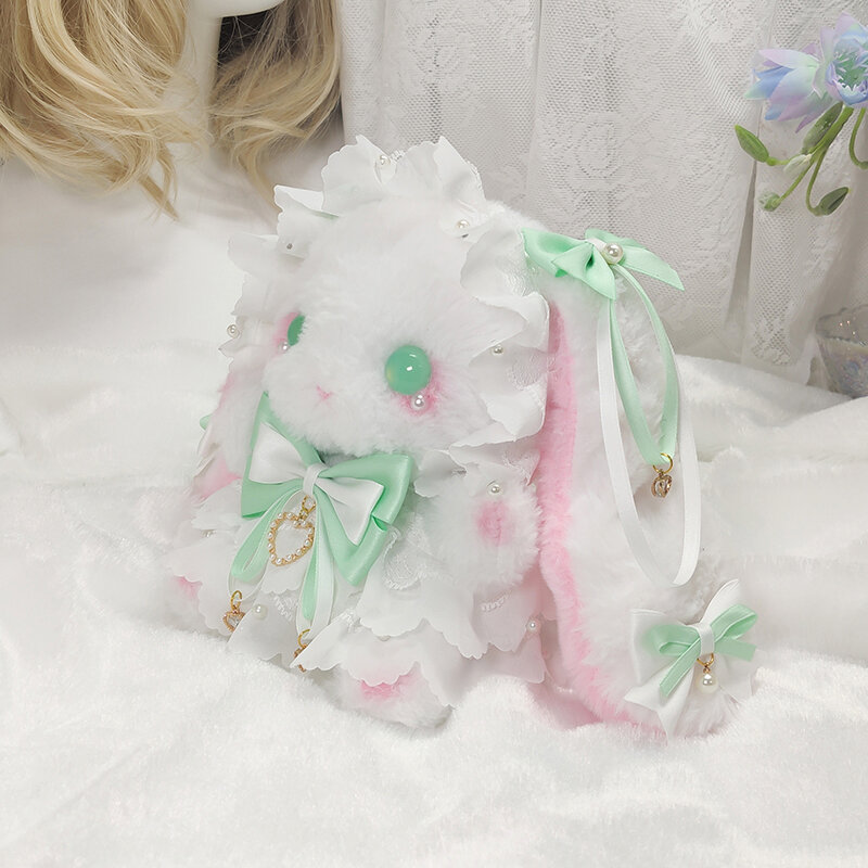 Niedźwiedź bestia aslant bowknot kawaii torba z motywem królika torba piękny pakiet koronki lolita