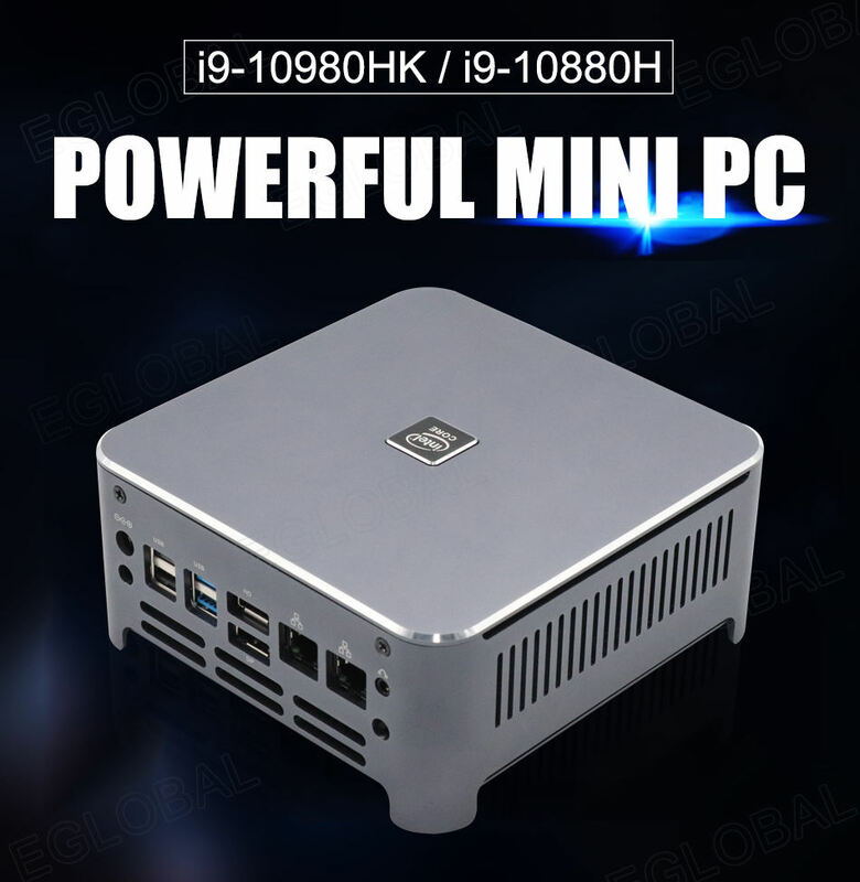 MOREFINE-Mini PC S500 con Windows 10 Core i9 10980HK 10880H i7 10870H 2 x DDR4 2 x M.2 NVME 2 x Lan Barebone PC DP HDMI HTPC 4K