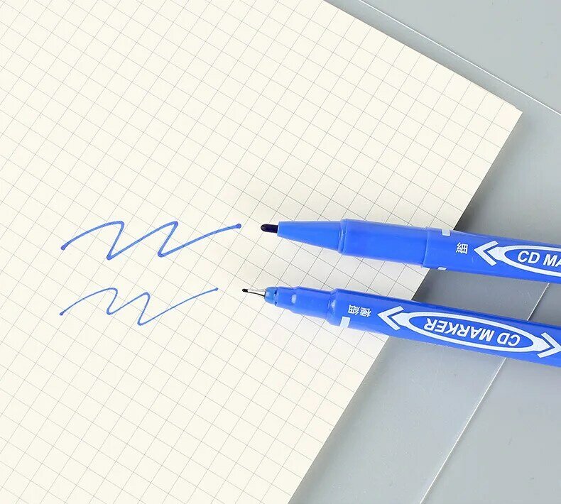10 Stks/set Permanente Marker Pen Fijne Punt Waterdichte Inkt Dunne Nib Ruwe Nib Blauw Rode Inkt Fijne Kleur Marker pennen