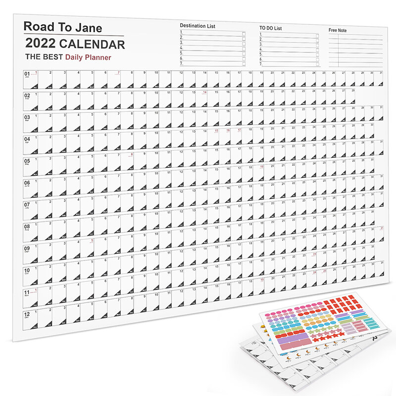 2022 jahr Jährliche Plan Kalender Täglichen Zeitplan Mit Aufkleber Punkte Wand Planer Schreibwaren Studie Planung Lernen