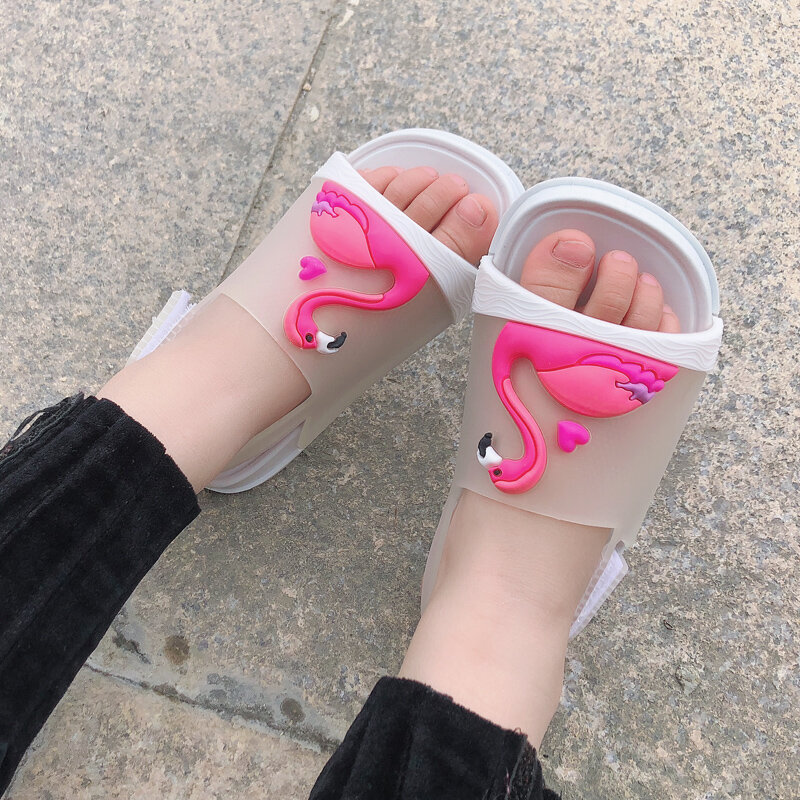 New Girls Shoes Jelly Summer Kids Shoes Boys Beach Sandal Baby Princess Children Sandals PVC Cute Cartoon Flamingo Toddler Shoes