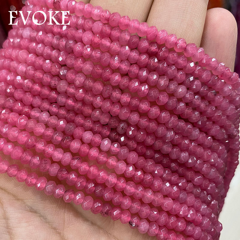 Colorido facetado rubi grânulos de pedra natural para fazer jóias diy charme pulseira colar acessórios 2*4mm