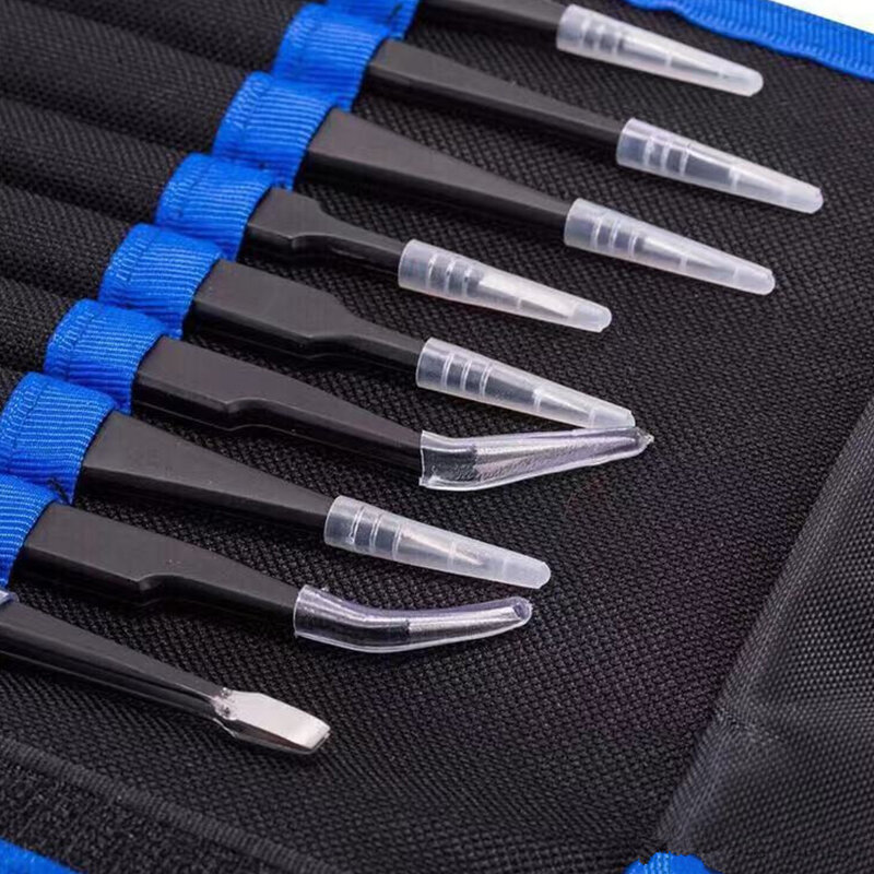 Pinzas ESD de precisión antiestáticas, Kits de herramientas de reparación, en bolsa, 9/10 piezas