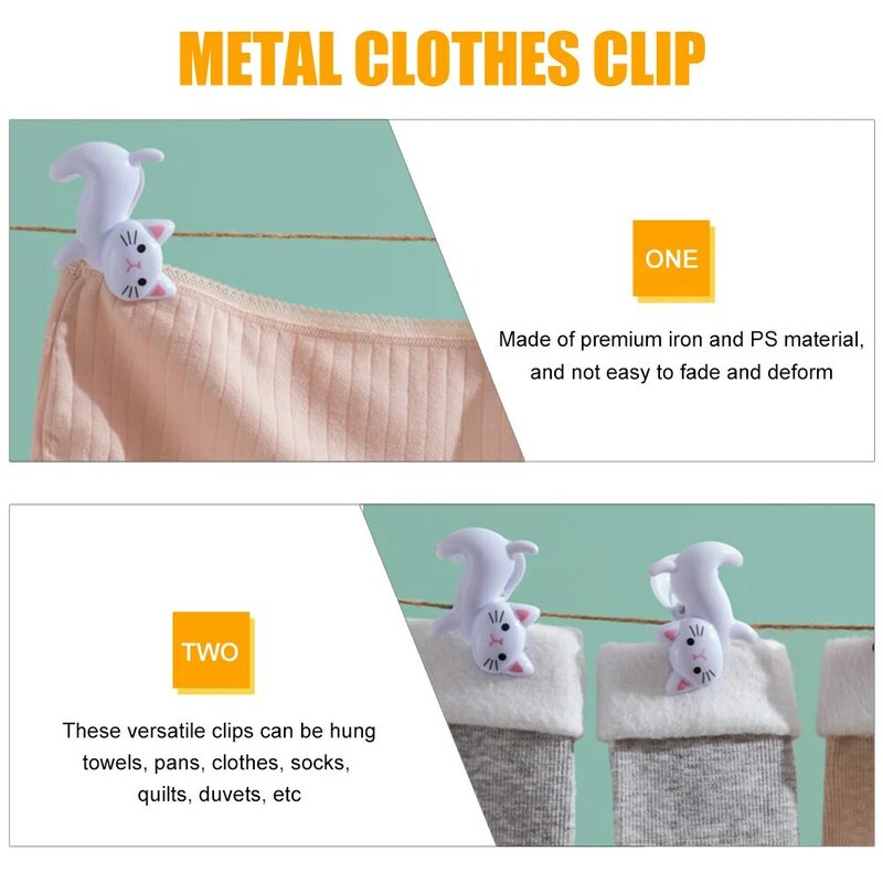 6pcs Clothes Clip Cat Shaped Cartoon Iorn Fixing Clip Windproof Clothespin for Clothes Indoor Outdoor