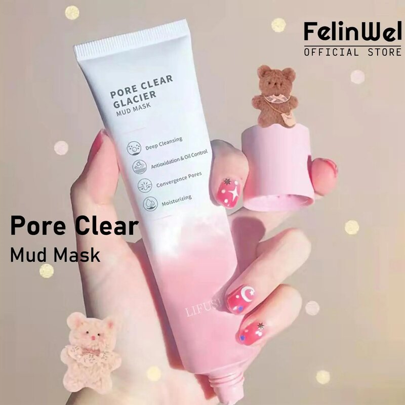 FelinWel - Pore Clear Glacier Mud Mask Skin Clear Deep Pore Mask Oil Control
