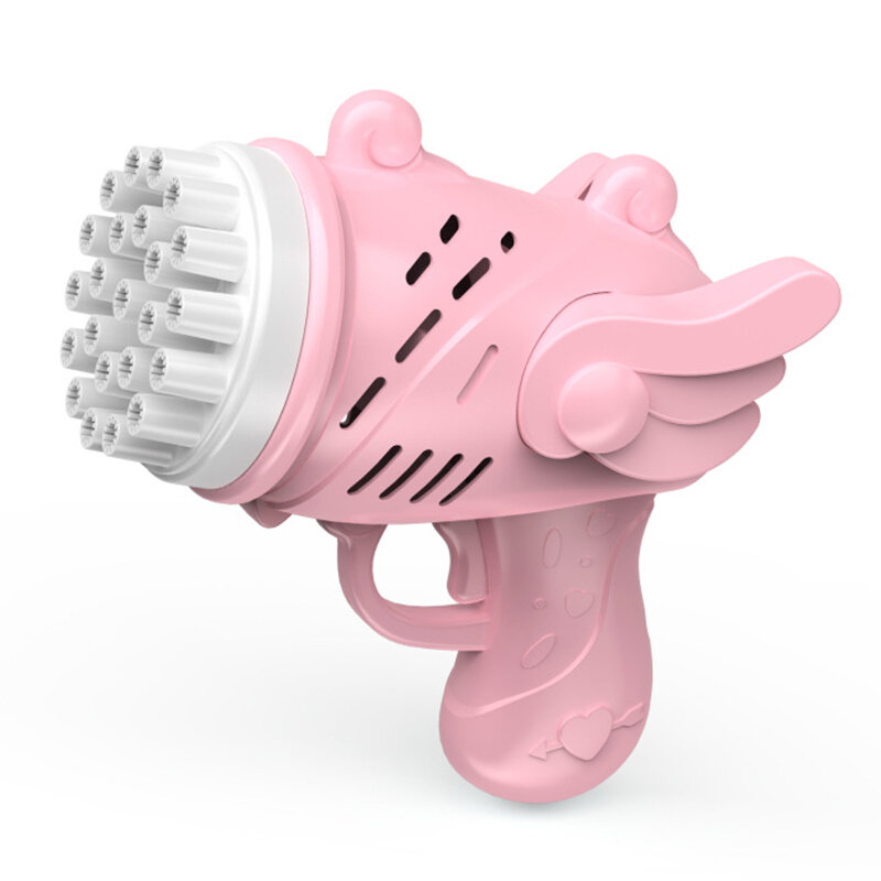 Pistol Gelembung Listrik Otomatis Mesin Gelembung Roket Sabun Mainan Pesta Luar Ruangan Portabel Anak-anak Mainan Blower Lampu LED Hadiah Anak-anak