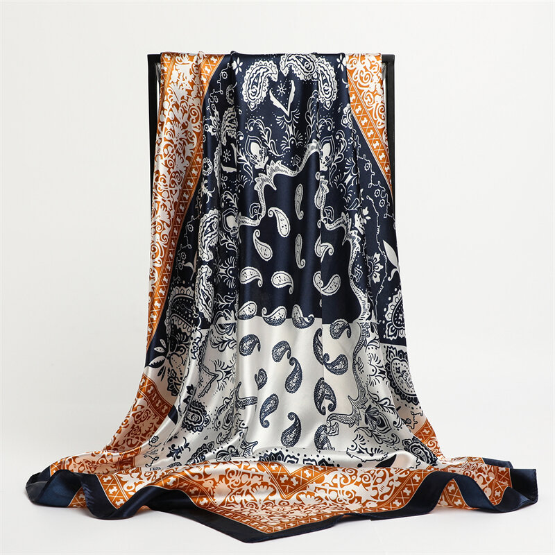 Popural cachecol quadrado de cetim de seda, cachecol de cor sólida, 90*90cm, xale, fita de cabelo, bolsa feminina, lenço, bandana, novo, 2021