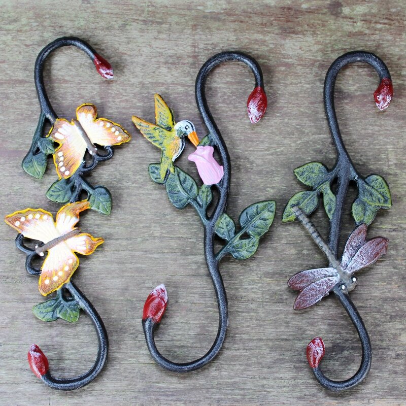 Retro Pastoral ประเทศ Cast Iron Art ทาสี S-รูปสัตว์ตะขอเหล็ก Multi-Purpose Hook ดอกไม้หม้อ Hook