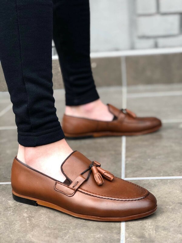Классическая мужская обувь BA0113 из натуральной кожи с внутренней отделкой и бахромой
