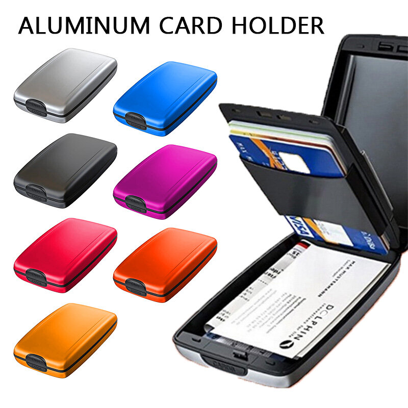 Чехол-бумажник с защитой для визитных карточек и RFID-защитой, металлический алюминиевый чехол с блокировкой кредитных карт, 1 шт. с защитой от...