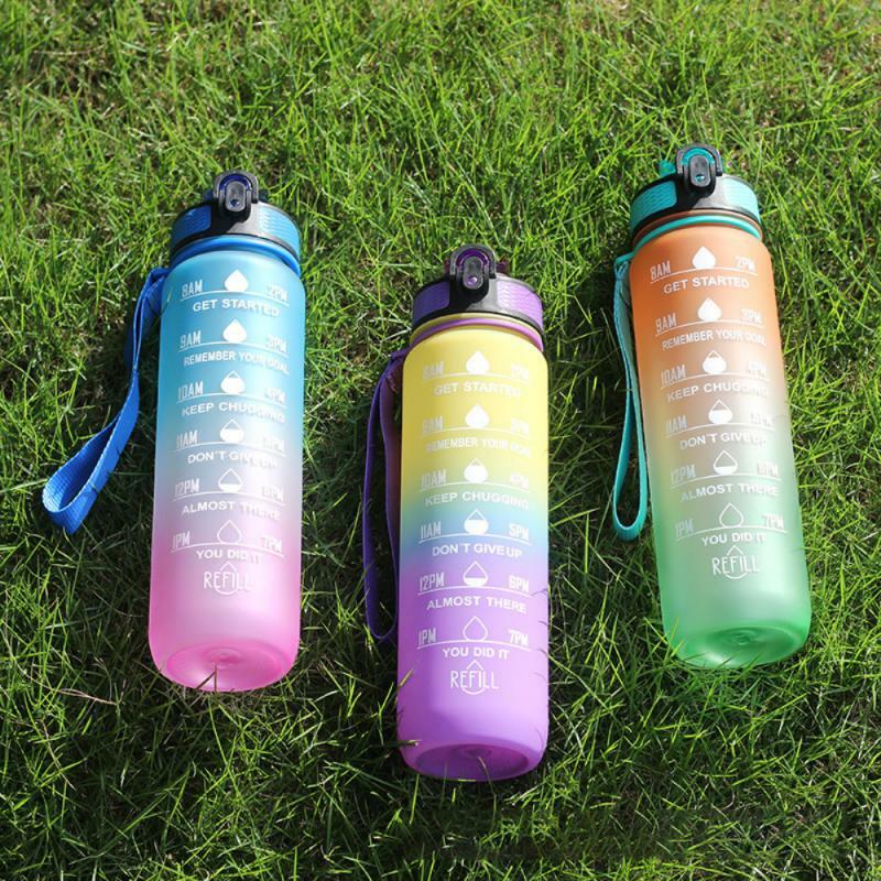 1000ml Transparente Bounce Cover Garrafa De Água Dustproof Leak-proof Lanyard Portátil Plastic Travel Teacup Sports Water Bottle