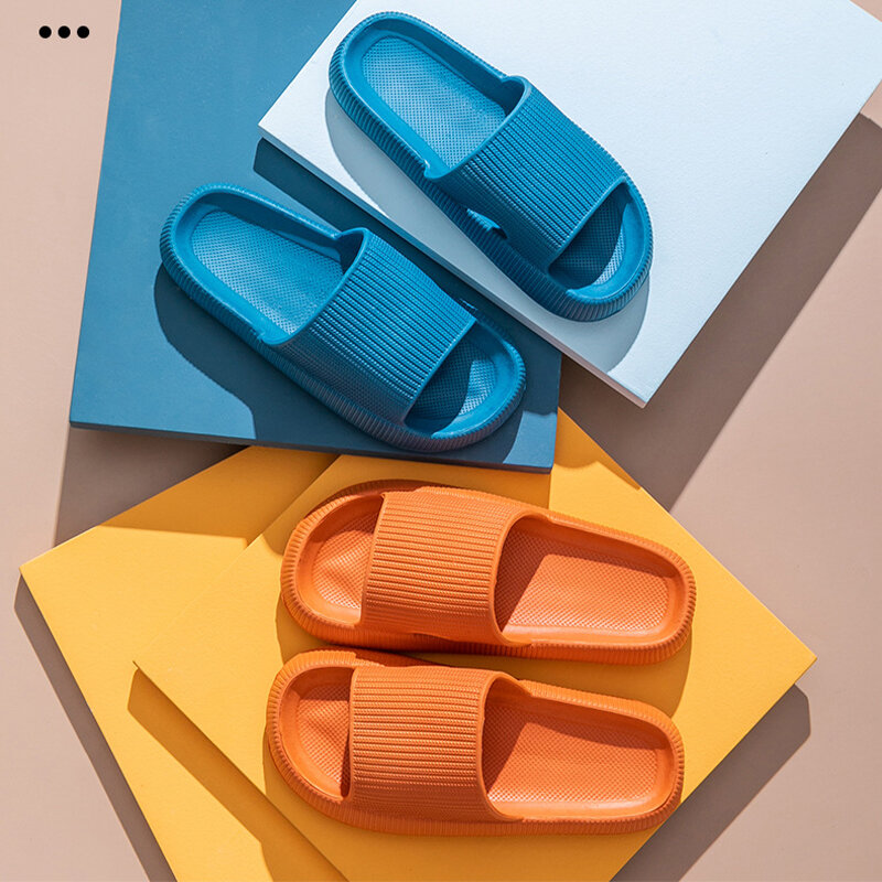 Sandal EVA 9 Warna Sol Lembut Sandal Pantai Fashion Geser Tebal Pria Wanita Platform Dalam Ruangan Kamar Mandi Antiselip Sandal Rumah