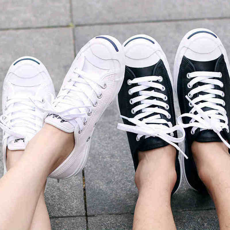 Converse-Zapatillas de lona originales para hombre y mujer, zapatos de Skateboarding para primavera y verano, con estilo de cara sonriente JACK PURCELL, 1Q698