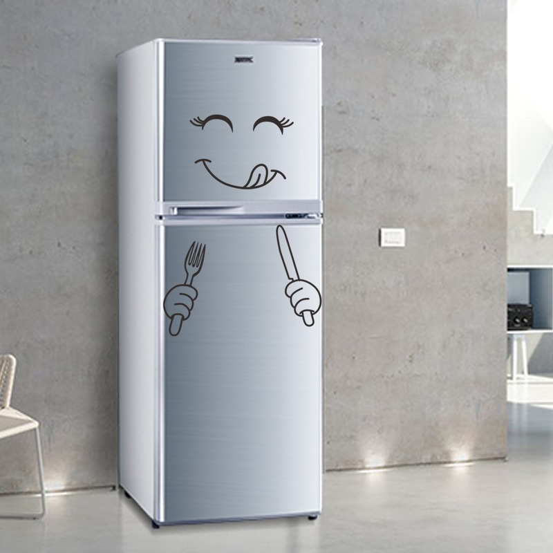 Simpatici cartoni animati adesivo per frigorifero adesivi murali per frigorifero da cucina con faccia deliziosa felice adesivi murali Smiley carini