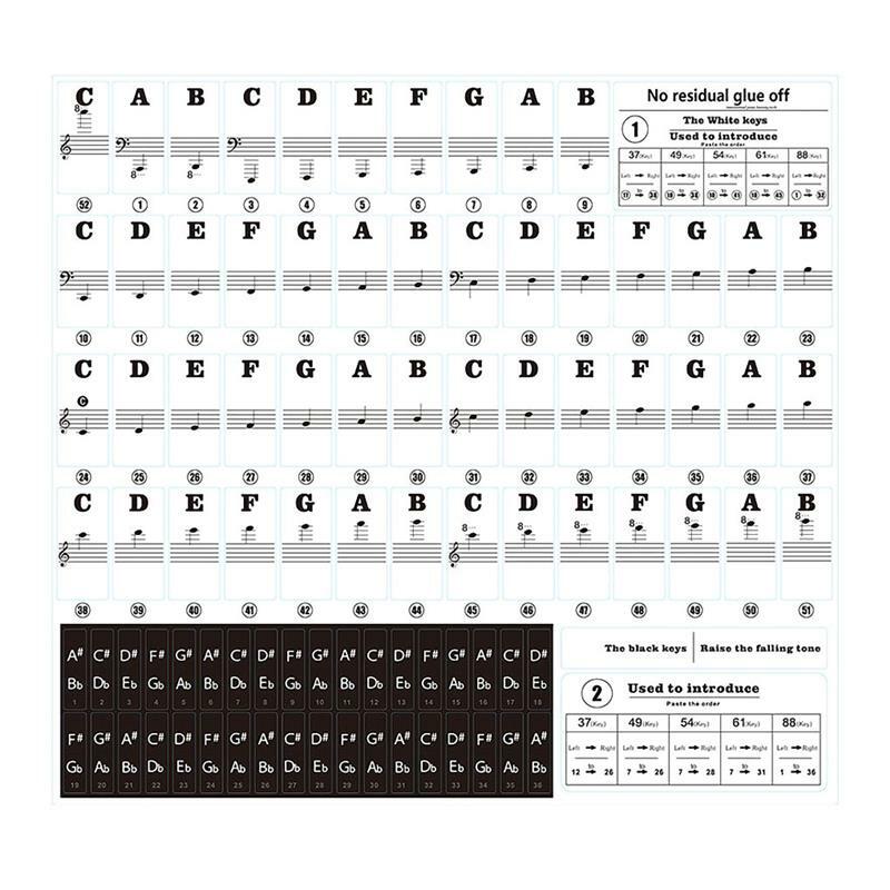 Adesivo pvc piano chave decalque removível eletrônico teclado nota decalque instrumento musical suprimentos