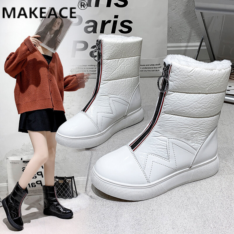 2021 neue Winter Stiefel frauen Schnee Stiefel Plus Samt Warme Stiefel Fashion Kalb Stiefel Im Freien Beiläufigen frauen Schuhe plattform Stiefel