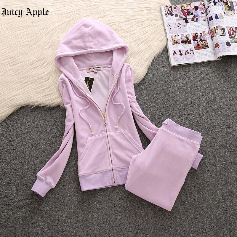 Juicy Apple-conjunto deportivo de 2 piezas para mujer, chándal informal con capucha y pantalones de chándal, ropa deportiva a la moda, 2022