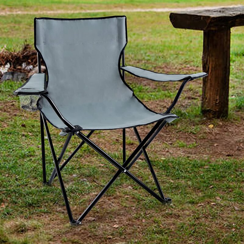 Chaise de Camping Portable pliable gris, grande taille (Stock USA)
