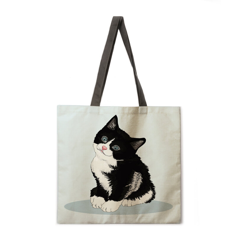 Eu amo o gato impresso bolsa feminina casual bolsa feminina bolsa de ombro dobrável saco de compras praia bolsa