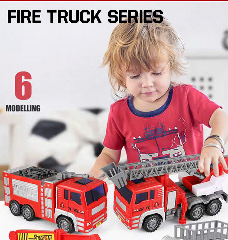 Caminhão de bombeiros brinquedo conjunto de carros das crianças escada resistente à queda caminhão elevador sprinkler bombeiro engenharia caminhão brinquedo brinquedos educativos menino