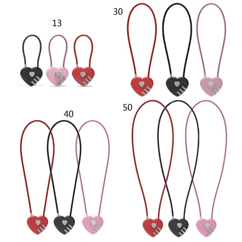 กุญแจล็อกรูปทรงหัวใจสำหรับงานแต่งงานกุญแจล็อครหัสหัวใจกระเป๋ามีล้อล็อกเชือกยาวแบบศูนย์กลาง G6KA กุญแจรหัสผ่าน