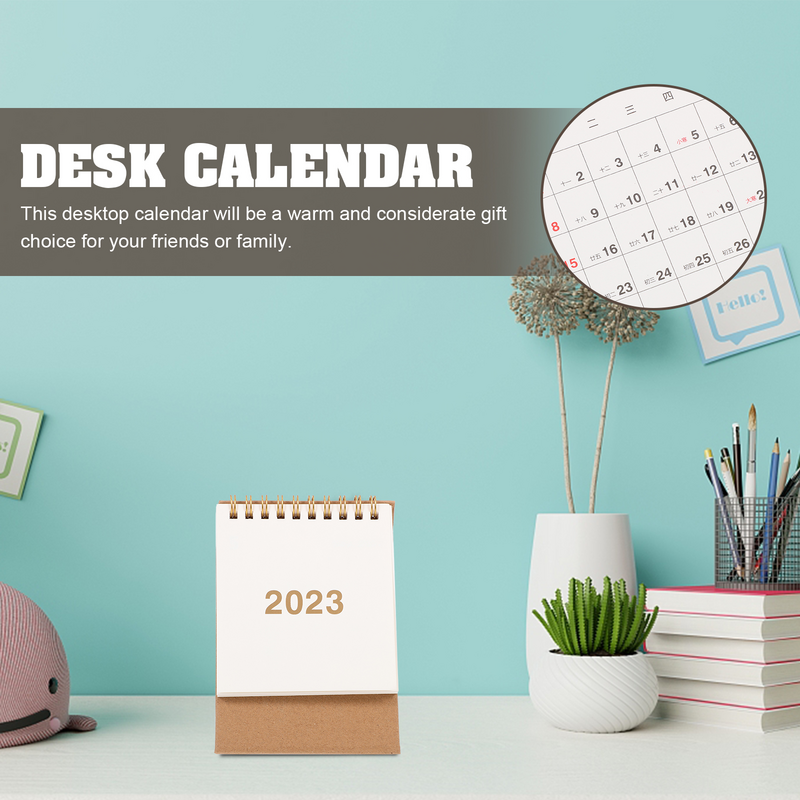Calendario 2023 Mini planificador de escritorio abatible mensual bobina de escritorio Agenda de oficina 2022 mesa de pie tienda de campaña Año nuevo horario de bolsillo