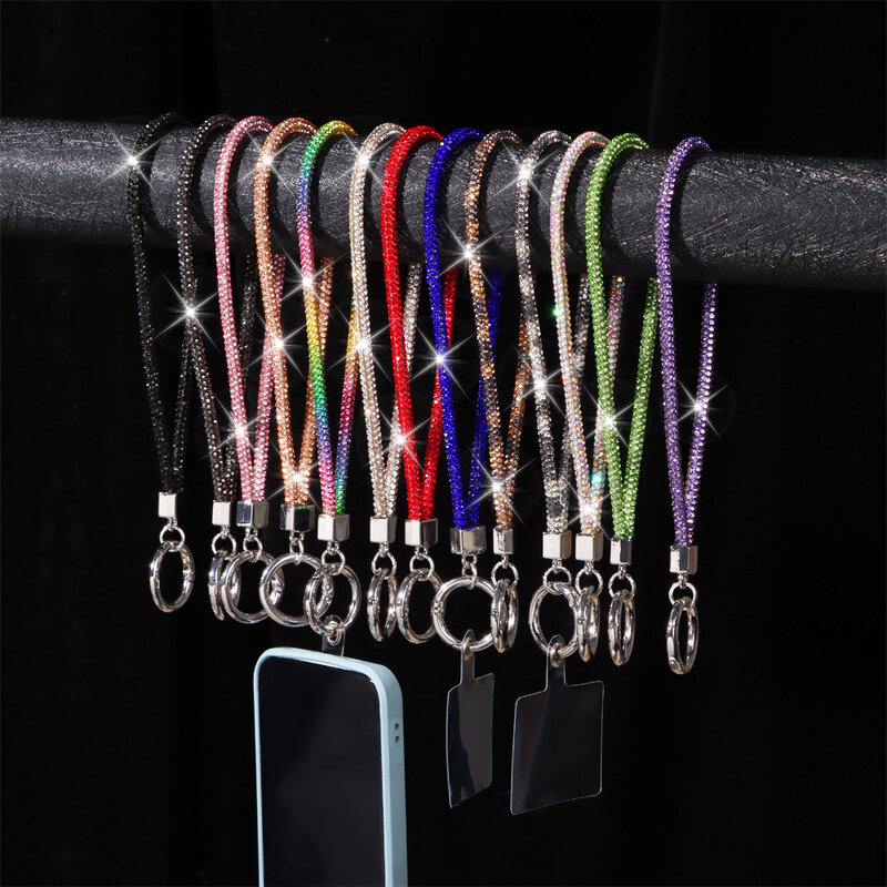 Diamond Crystal Anti-lost Rope Bag Decor Glitter Rhinestone Phone Lanyard Bright Bling Bling Luxury Wrist Straps Hanging Cord