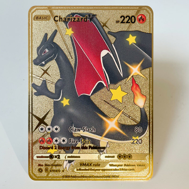 Nuove carte Pokemon Metal Card V Card PIKACHU Charizard Golden Vmax Card collezione di giochi per bambini carte regalo di natale