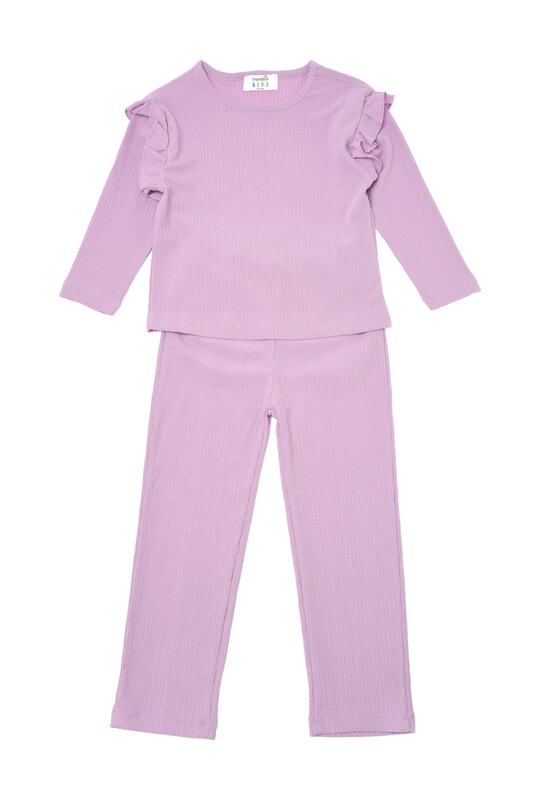 Trendyol-traje con detalle de volantes para mujer y niño, parte inferior tejida, Top, tkaw22au0287
