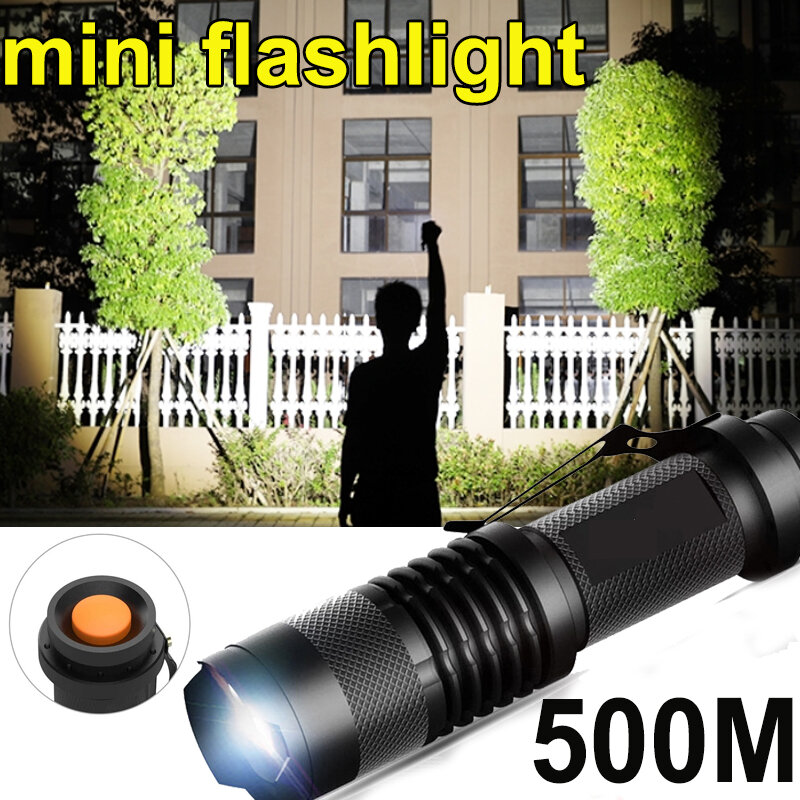 8000LM Đèn Pin Led Mini Siêu Sáng Đèn Pin Q5/T6/L2 Linterna Led Lanterna Phóng To Câu Cá Cắm Trại Xe Đạp 14500/18650