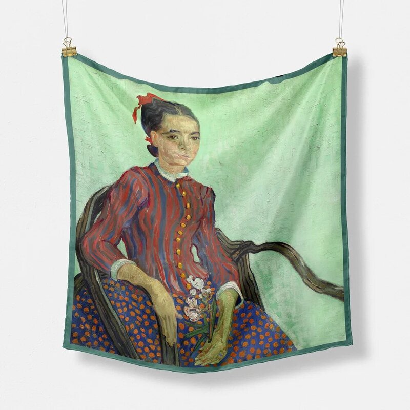 53 سنتيمتر حك الحرير ساحة وشاح امرأة الملابس الديكور باندانا صغيرة الحجاب fulards فان جوخ لا موس اللوحة عقال