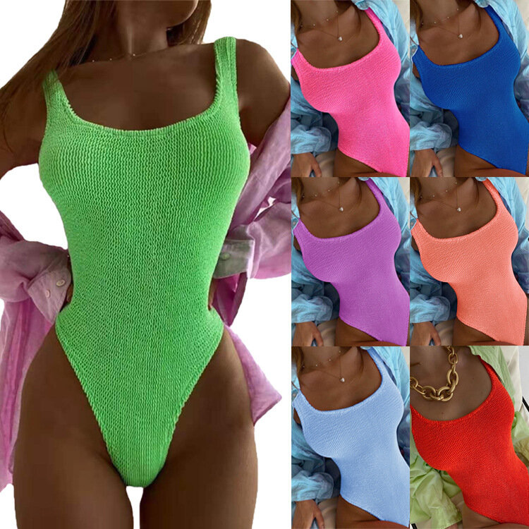 2022 Sexy Women One Piece Swimsuit Swimwear Female Solid Push Up Thong Bather Bathing Suit Monokini Brazilian Swimming Suits