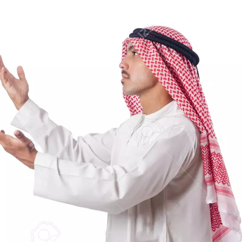 이슬람 의류 남자 사우디 아랍어 두바이 전통 의상 이슬람 액세서리 터번기도 모자 격자 무늬 머리 스카프 135*135cm