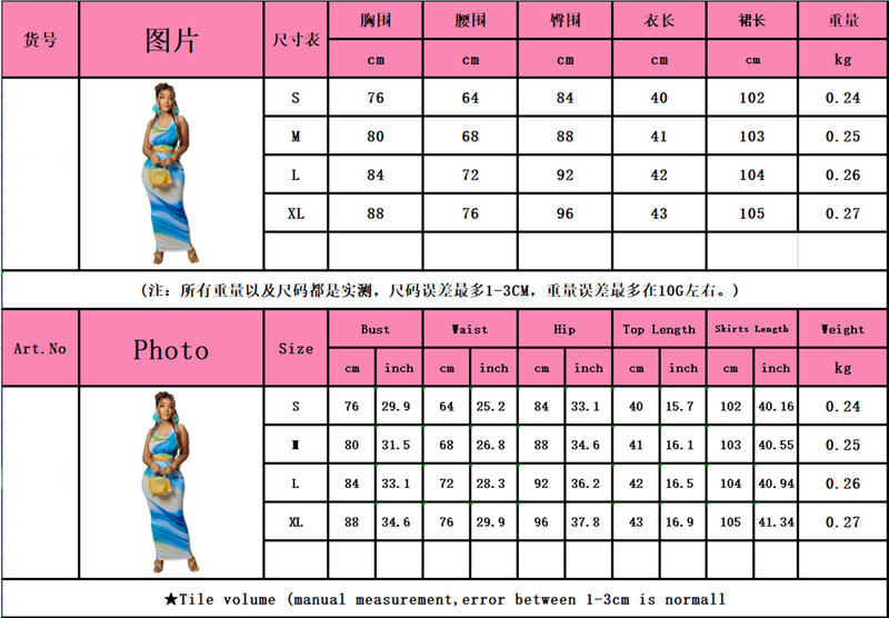 Wishyear 2022 Summer 2 Pieces Set Women Fashion Blue Printed Maxi Skirt Crop Top Matching Sets Sexy Club Dresses Dropshipping