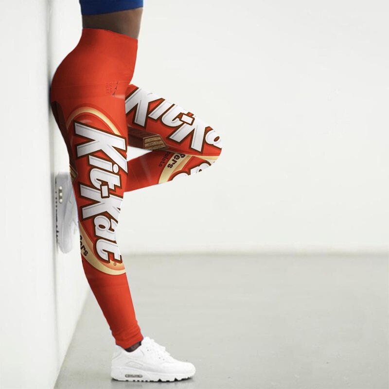 Legging Olahraga Celana Yoga Ketat Cetak Makanan Ringan 3D Wanita Legging Gym Legging Mulus untuk Wanita Leginsy Damskie Push Up