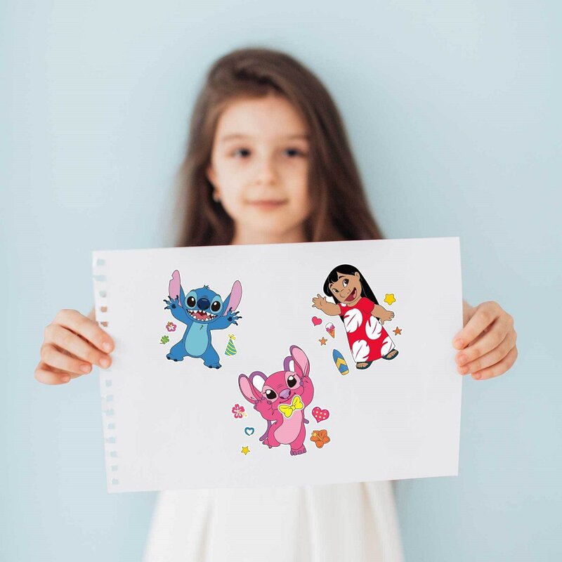 16 pz/set Stitch Disney Children Puzzle Stickers Make-a-Face Funny assemblare Jigsaw fai da te Cartoon Sticker giocattoli educativi per bambini