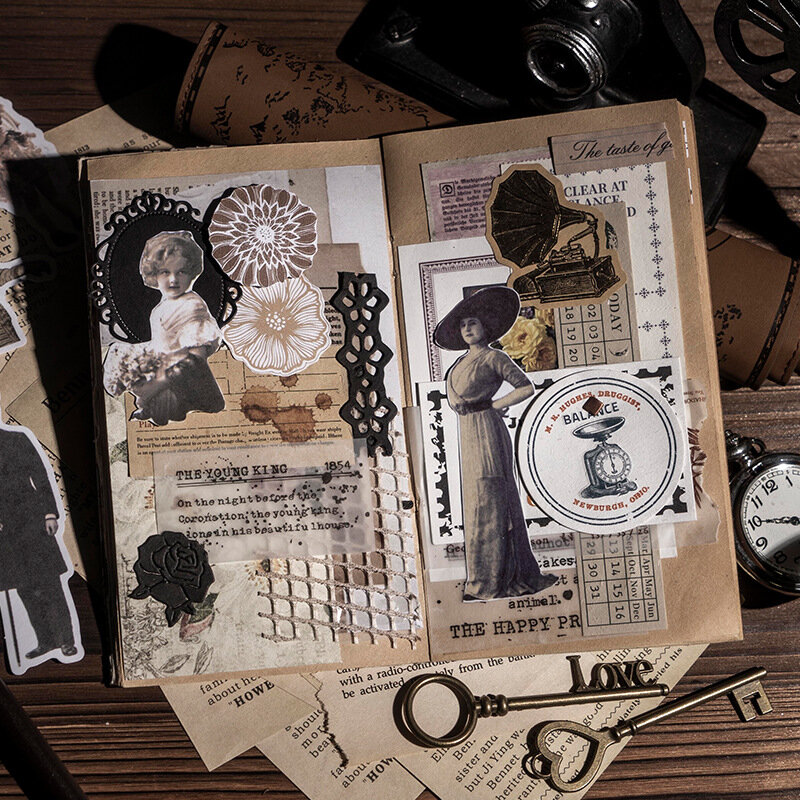 Autocollant Washi avec personnages artistiques et littéraire Vintage, étiquette de papeterie pour Scrapbooking, matériel de décoration pour Journal, DIY bricolage, 30 feuilles