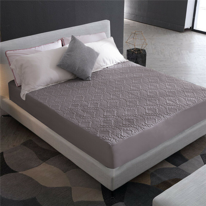 Acolchoado 7 cores em relevo protetor de colchão impermeável anti-ácaro capa de estilo de folha para colchão almofada macia grossa para cama