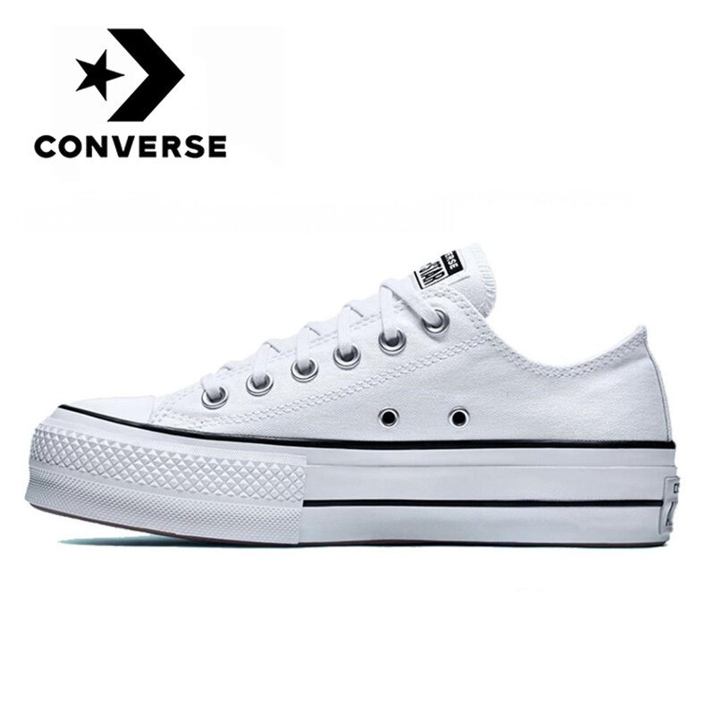 Converse Original Chuck Taylor All Star แพลตฟอร์ม Low Top Men ผู้หญิง Unisex สเก็ตบอร์ดรองเท้าผ้าใบสีขาวรองเท้าผ้าใบคลาสสิกรอง...