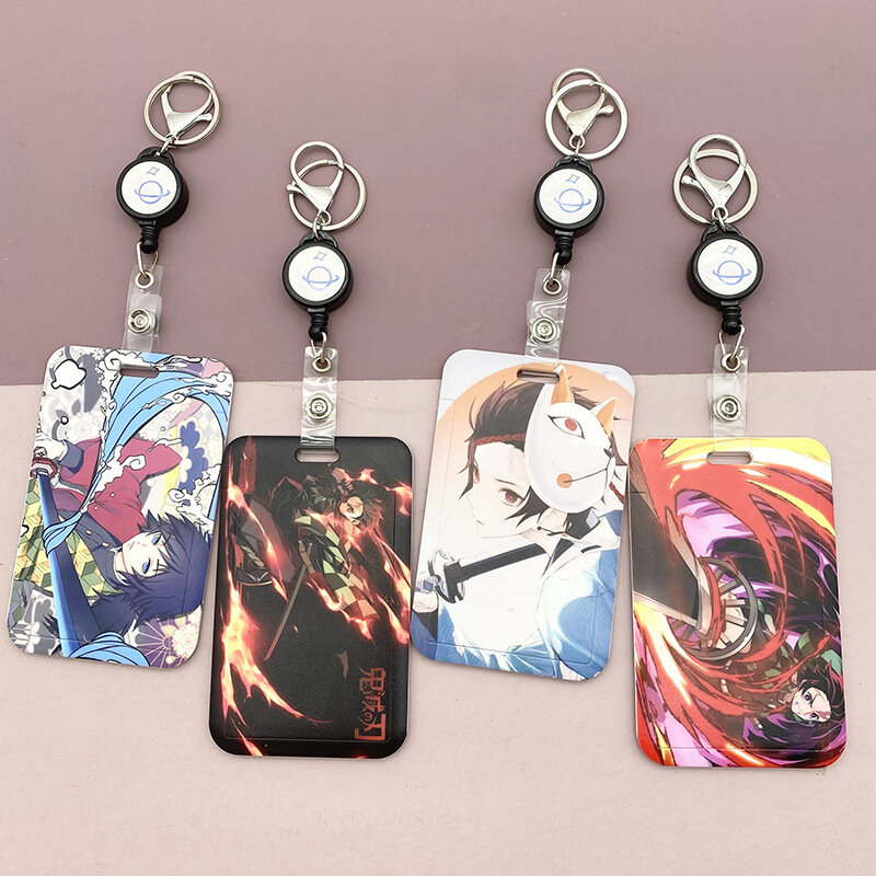 Nuovo Anime Demon Slayer ABS Card Cover Student Campus Outdoor Anti-perso Hanging Neck Bag Card Holder cordino ID Card Shell Toys