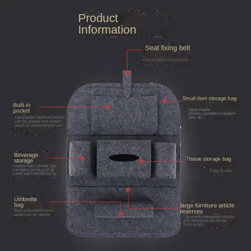 Sacchetto di immagazzinaggio dell'isolamento dello schienale del seggiolino auto contenitore multi-tasca per Organizer da viaggio contenitore per portabottiglie