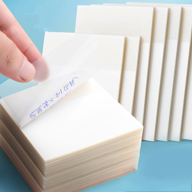 Notas pegajosas transparentes à prova dwaterproof água bloco de notas marcador memorando adesivo papel material escolar de escritório