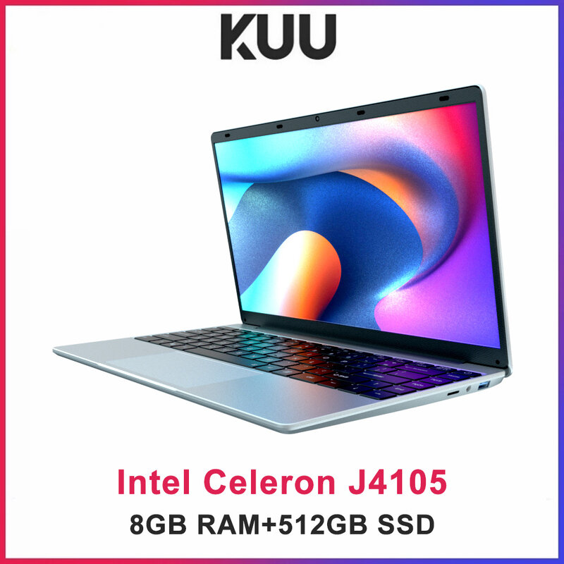 KUU-Xbook 2 Laptop Student, 14,1 tela FHD, Intel Celeron J4105, 8GB de RAM, 512GB SSD, Wi-Fi, Bluetooth, janelas 11