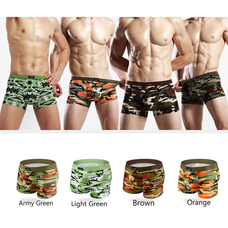 4PCS/ lot Boxer Homme Men Underwear Boxer Man UnderWear Shorts Men Panties Underpants Breathable Camouflage Comfort Modal Cotton