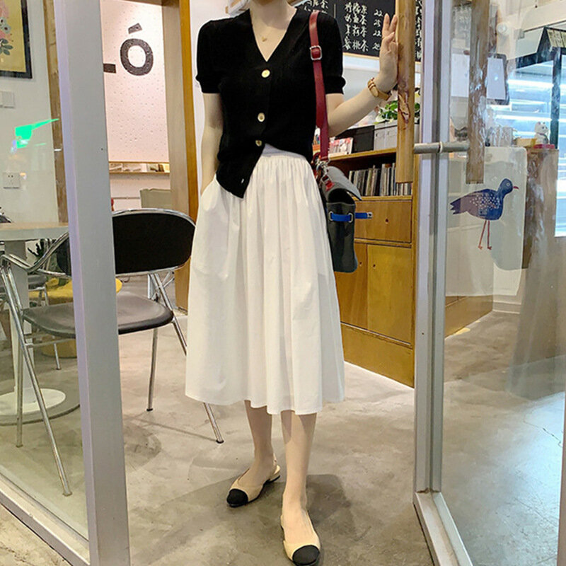 2022 summer Hong Kong style suit women's chic two-piece suit skirt fashion elegant office lady long skills for women white dress