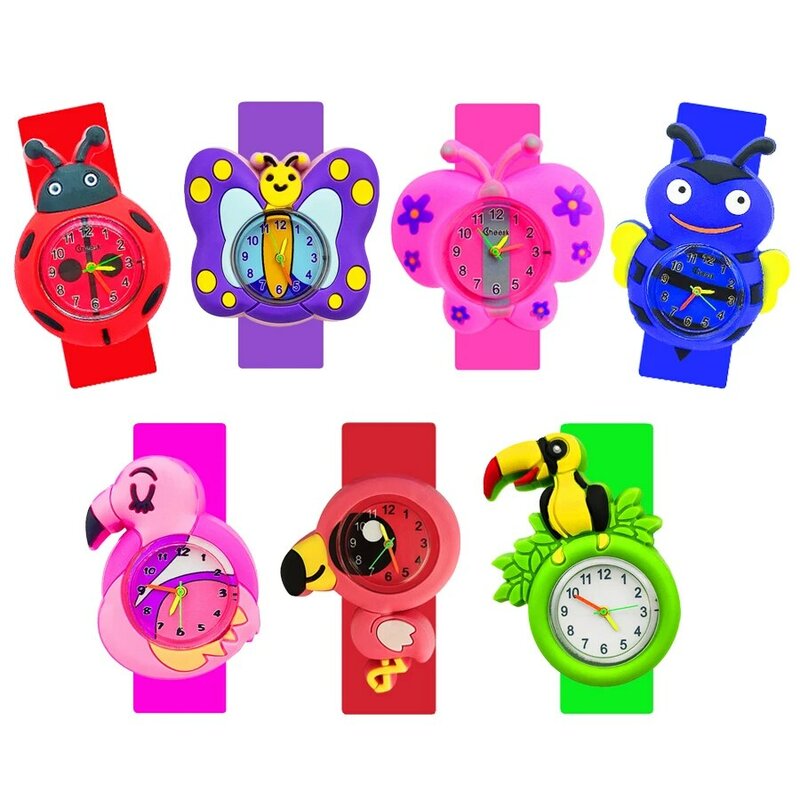 Stal krzemowa pasek zegarek dla dzieci dziewczyna chłopiec zabawka dla dziecka bransoletka wielokolorowy Snap on Slap Wrist Watch dzieci czas badania zegarki zegar