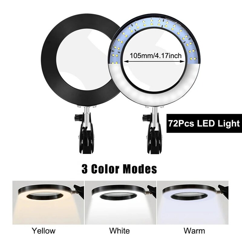 NEWACALOX 5X loupe éclairée USB 3 couleurs LED loupe pour réparation de fer à souder/lampe de Table/outil de beauté de soins de la peau